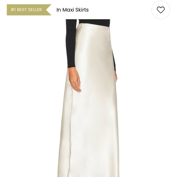 Line & Dot Dreamer Maxi Skirt in Ivory Satin Size Large - Picture 2 of 7